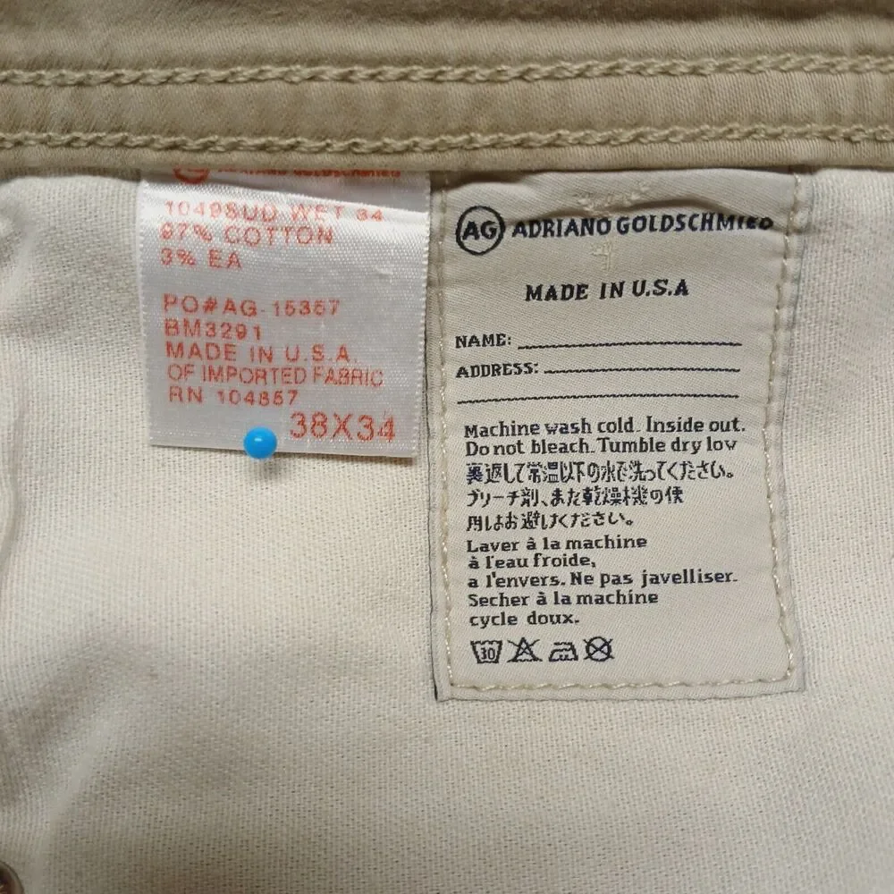 AG Adriano Goldschmied The Protégé Straight Leg 5 Pocket Pants Size 38x30